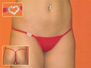 Kalbinle DH040901-RED Gümüş Kalp ve Taşlı Seksi Tanga