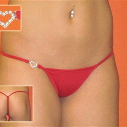 Kalbinle DH040901-RED Gümüş Kalp ve Taşlı Seksi Tanga