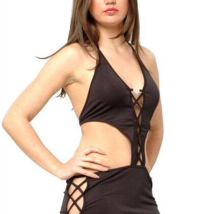 Kalbinle KB091283 Çapraz Biyeli ve Taşlı Mini Elbise