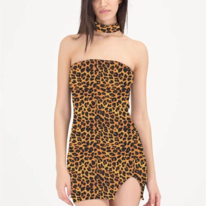 Kalbinle KB101427 Leopar Desenli Elbise