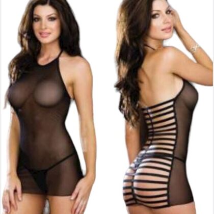 Kalbinle Fantazi Siyah Seksi Tül Babydoll Gecelik TG273217