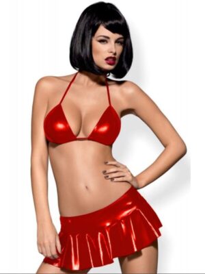 Kalbinle Fantezi Kırmızı Mini Etekli Seksi SütyenTakım Seksi İç Giyim TG279095