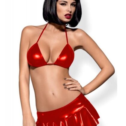 Kalbinle Fantezi Kırmızı Mini Etekli Seksi SütyenTakım Seksi İç Giyim TG279095