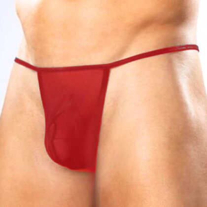 Kalbinle Fantezi Kırmızı Transparan Seksi Tül Erkek String TG274602