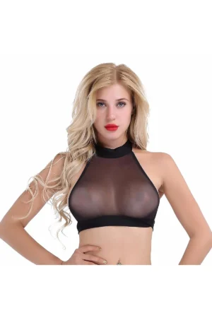 Kalbinle Fantezi Seksi TÜL Kadın Crop - Fantezi Seksi Transparan Sütyen TG273257