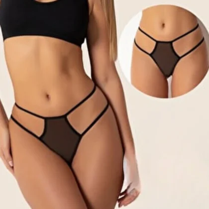 Kalbinle Fantazi Siyah Seksi TÜL Kadın STRİNG - Fantezi Tanga TG270036