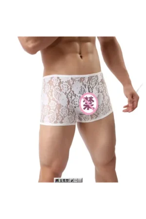 Kalbinle Fantezi Dantelli Beyaz Seksi Erkek Boxer - Erkek İç çamaşırı TG274613