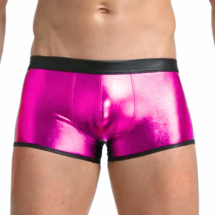 Kalbinle Fantezi Deri Görünümlü Pembe Erkek Boxer - Fantezi Tanga TG274608