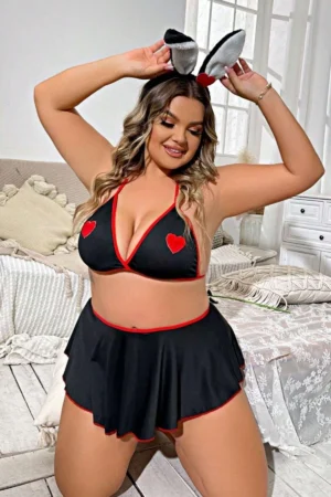 Kalbinle Fantazi Kalpli Mini Etekli Babydol Gecelik TG279234