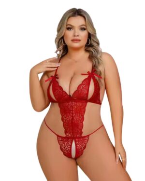 Kalbinle Büyük Beden Fantezi Kırmızı Dantelli Babydoll TG279250