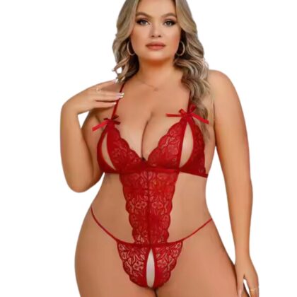 Kalbinle Büyük Beden Fantezi Kırmızı Dantelli Babydoll TG279250