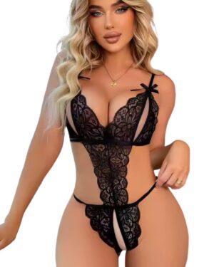 Kalbinle Büyük Beden Fantezi Siyah Dantelli Babydoll TG279249