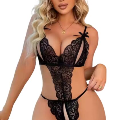Kalbinle Büyük Beden Fantezi Siyah Dantelli Babydoll TG279249