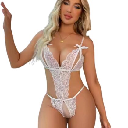 Kalbinle Büyük Beden Fantezi Beyaz Dantelli Babydoll TG279248