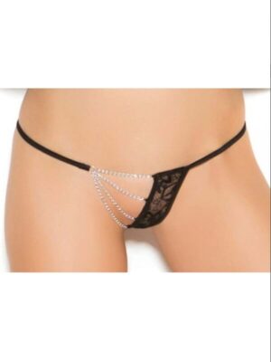Kalbinle Büyük Beden Fantezi Zincirli Dantelli String-Tanga TG271294-B