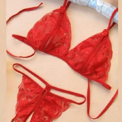 Kalbinle Büyük Beden Fantezi Kırmızı Dantelli Seksi Sütyen Kilot Takım TG279703-B