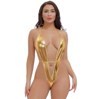 Kalbinle Fantezi Altın Parlak Bodysouit TG2710135