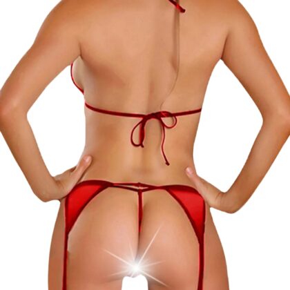 Kalbinle Fantazi Kırmızı Seksi Transparan Tül Jartiyer Takım TG272394