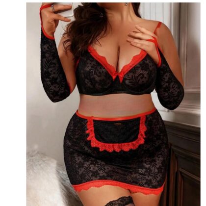Kalbinle Fantazi Seksi Dantel Babydol Fantezi Gecelik (Çorapsız) TG279233