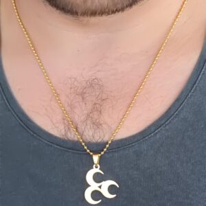 Kalbinle Gold Renk Metal 3 Hilal Figürlü Erkek Kolye ERK346