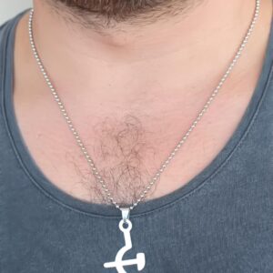 Kalbinle Silver Renk Metal Orak ve Balta Figürlü Erkek Kolye ERK365