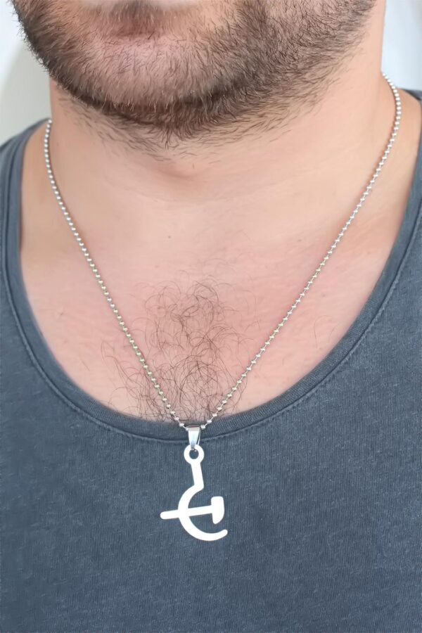 Kalbinle Silver Renk Metal Orak ve Balta Figürlü Erkek Kolye ERK365