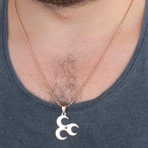 Kalbinle Rose Renk Metal 3 Hilal Figürlü Erkek Kolye ERK356