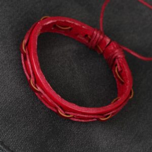 Kırmızı Renk İpli Yeni Sezon Deri Erkek Bileklik EB1873