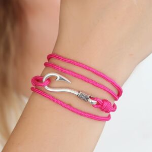 Fuşya Renk Gümüş Metal Kancalı Bayan Çoklu Bileklik BB2374-KS