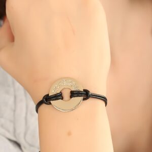 FREEDOM (Özgür) Siyah Deri İpli Unisex Mood Bileklik BB1988