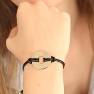 OKAY (İyi) Siyah Deri İpli Unisex Mood Bileklik BB1983