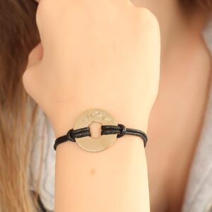 LUCKY (Şanslı) Siyah Deri İpli Unisex Mood Bileklik BB1982