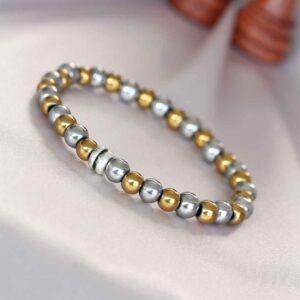 Kalbinle Hematit Silver Gold Renk Doğal Taş Erkek Bileklik EB3005