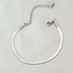 316L Çelik Gümüş Renk İtalyan Zincirli Bileklik BB4102