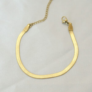 316L Çelik Gold Renk İtalyan Zincirli Bileklik BB4103