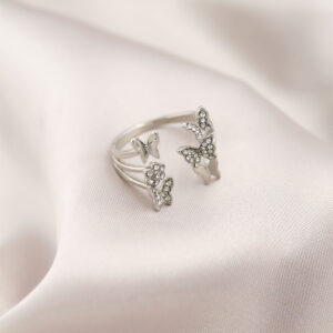 Gümüş Renk Metal Kelebek Model Kadın Yüzük BYK2190