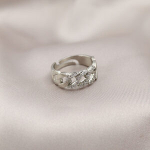 Gümüş Renk Metal Zincir Model Taşlı Kadın Yüzük BYK2200