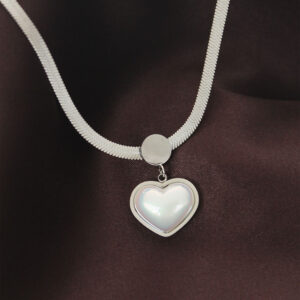 316L Çelik İtalyan Zincir Kalp Kolye BKO6207