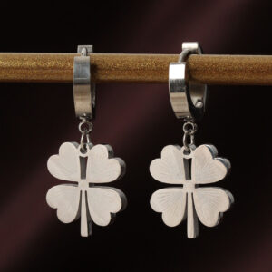 316L Çelik Gümüş Renk Yonca Küpe BKP6328