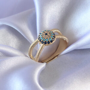 Gold Renk Nazar Boncuk Model Kadın Yüzük BYK2568