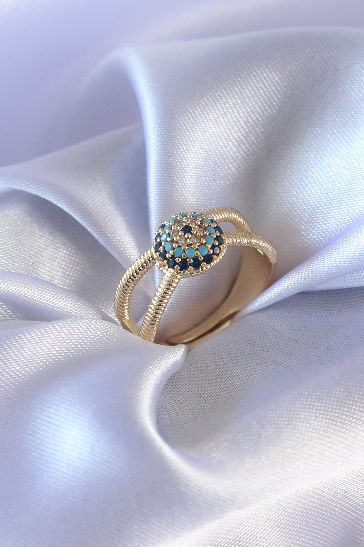 Gold Renk Nazar Boncuk Model Kadın Yüzük BYK2568