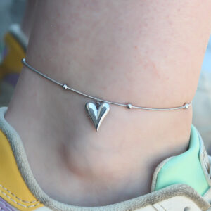 316L Çelik Gümüş Renk Kalp Figür Kadın Halhal HH1492