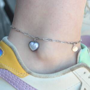 316L Çelik Gümüş Renk Kalp Model Kadın Halhal HH1498