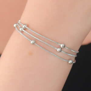 316L Çelik Gümüş Renk Minimal Top Figür Kadın Bileklik BB5142