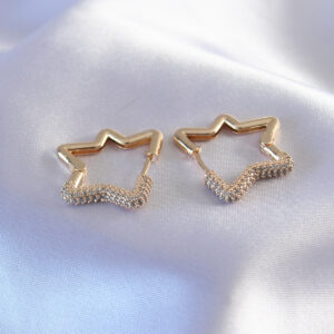 Gold Renk Zirkon Taşlı Yıldız Model Kadın Küpe BKP7236