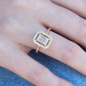 Gold Renk Baget Zirkon Taşlı Kadın Yüzük BYK2601