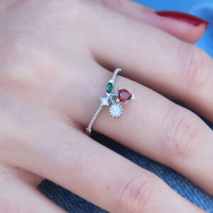 Gümüş Renk Kiraz Model Zirkon Taşlı Kadın Yüzük BYK2604