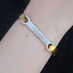 316L Çelik Gold Renk Zirkon Taşlı Kadın Kelepçe BB5285