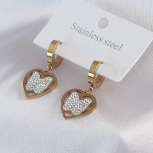 316L Çelik Gold Renk Kelebek Model Zirkon Taş Detay Kadın Küpe BKP7482