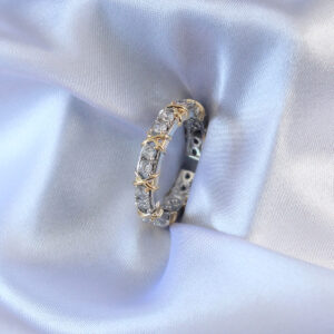 Gümüş Renk Zirkon Taşlı Gold Renk Detay Xoxo Kadın Yüzük BYK2712